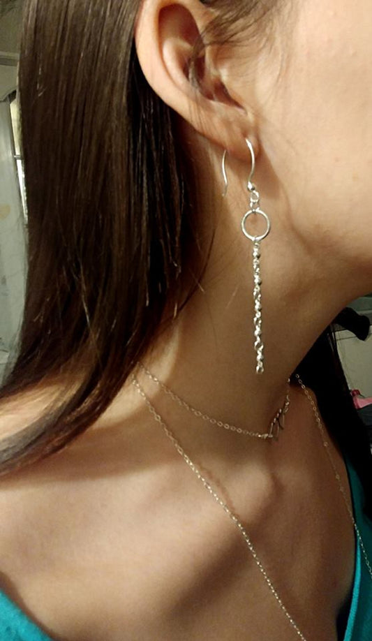 Sterling Silver Circle Ball/Link Earrings
