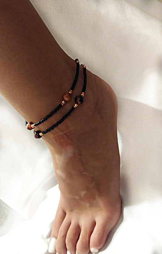 Red Tiger Eye And Copper Anklet