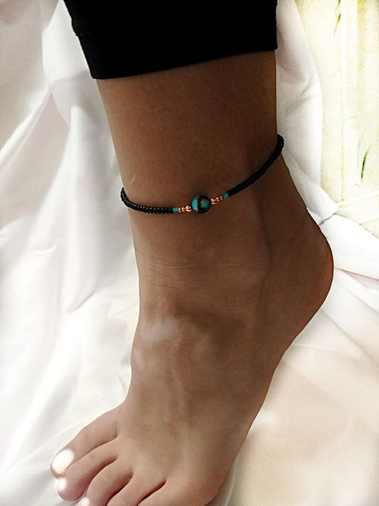 Bronzite Turquoise/Copper Anklet