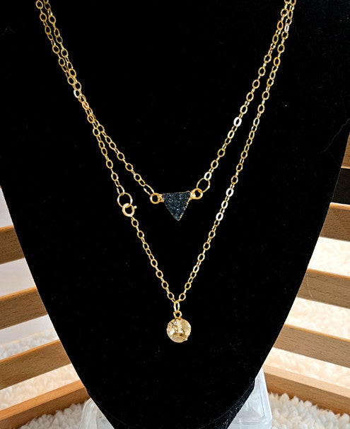 Black Druzy 14k Gold Fill Necklace