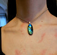 Load image into Gallery viewer, Sterling Silver Blue Flash Oval Labradorite Choker/Pendant

