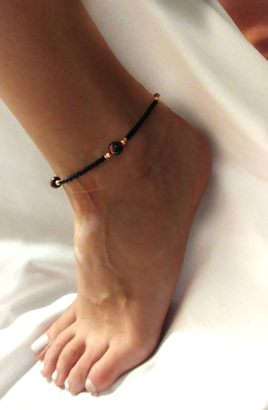 Red Tiger Eye And Copper Anklet