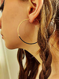 Load image into Gallery viewer, Sterling Silver Moscato Midnight Hoop Earrings

