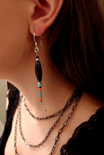 Load image into Gallery viewer, Black Onyx Sterling Indian Moonlight Earrings
